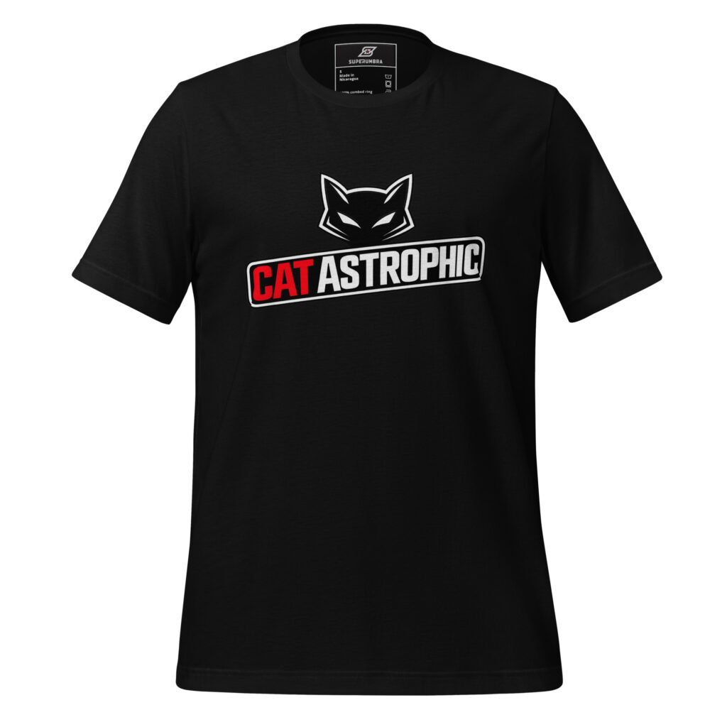 CAT ASTROPHIC – Bold Cat Pun T-Shirt | SuperUmbra
