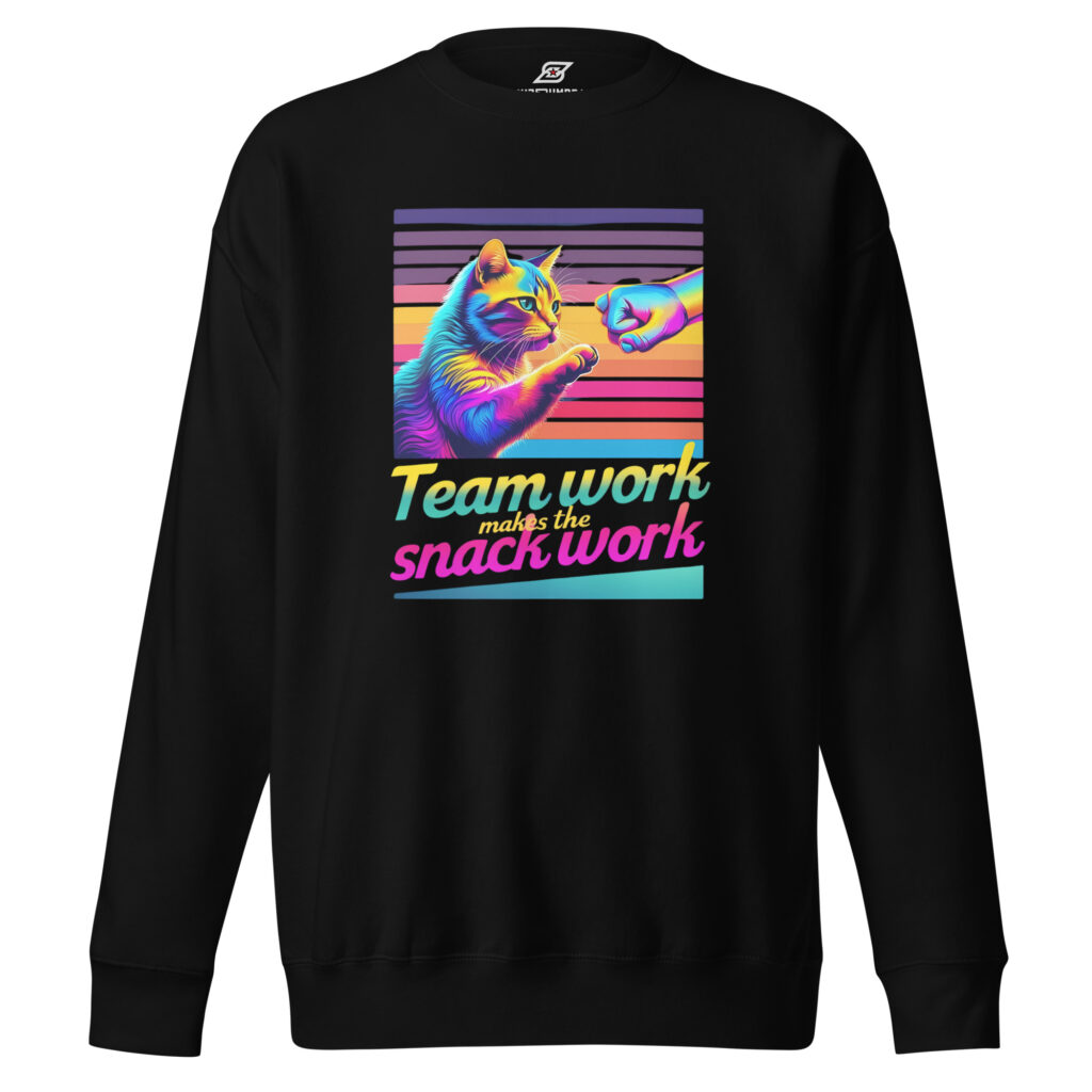 Cat Snack Sweatshirt – Teamwork Makes the Snack Work Pullover | SuperUmbra