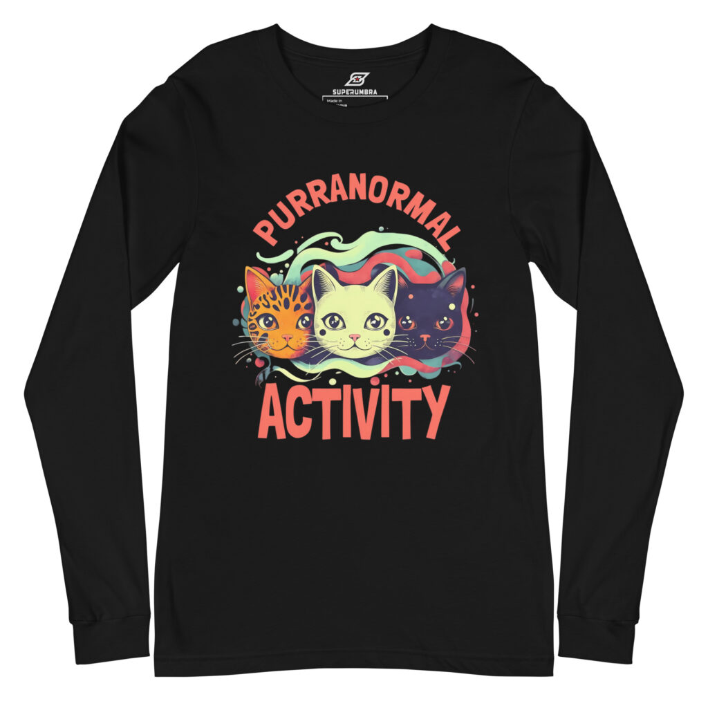 Purranormal Activity Funny Cat Long Sleeve Shirt – Purranormal Activity Unisex Graphic Tee | SuperUmbra