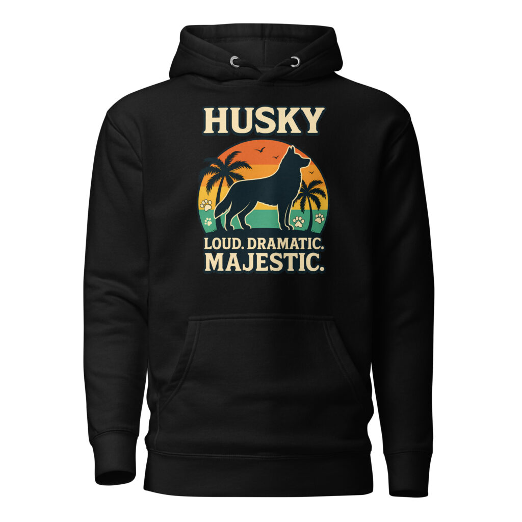Loud Dramatic Majestic Husky Dog Graphic Premium Hoodie
