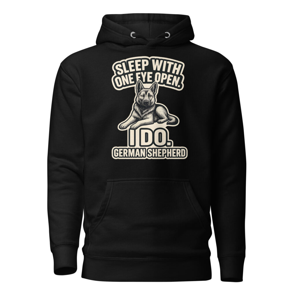 Sleep With One Eye Open German Shepherd Dog Graphic Premium Hoodie