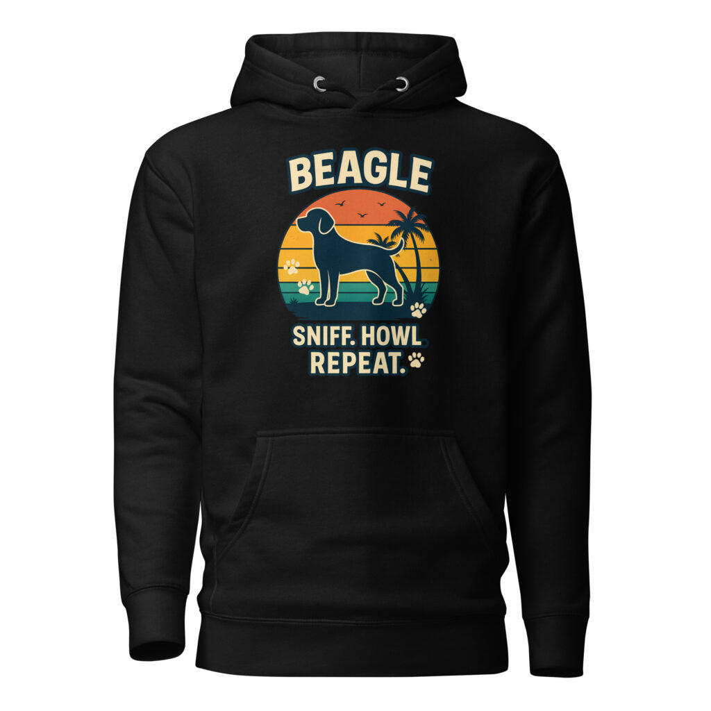 Sniff Howl Repeat Beagle Dog Graphic Premium Hoodie