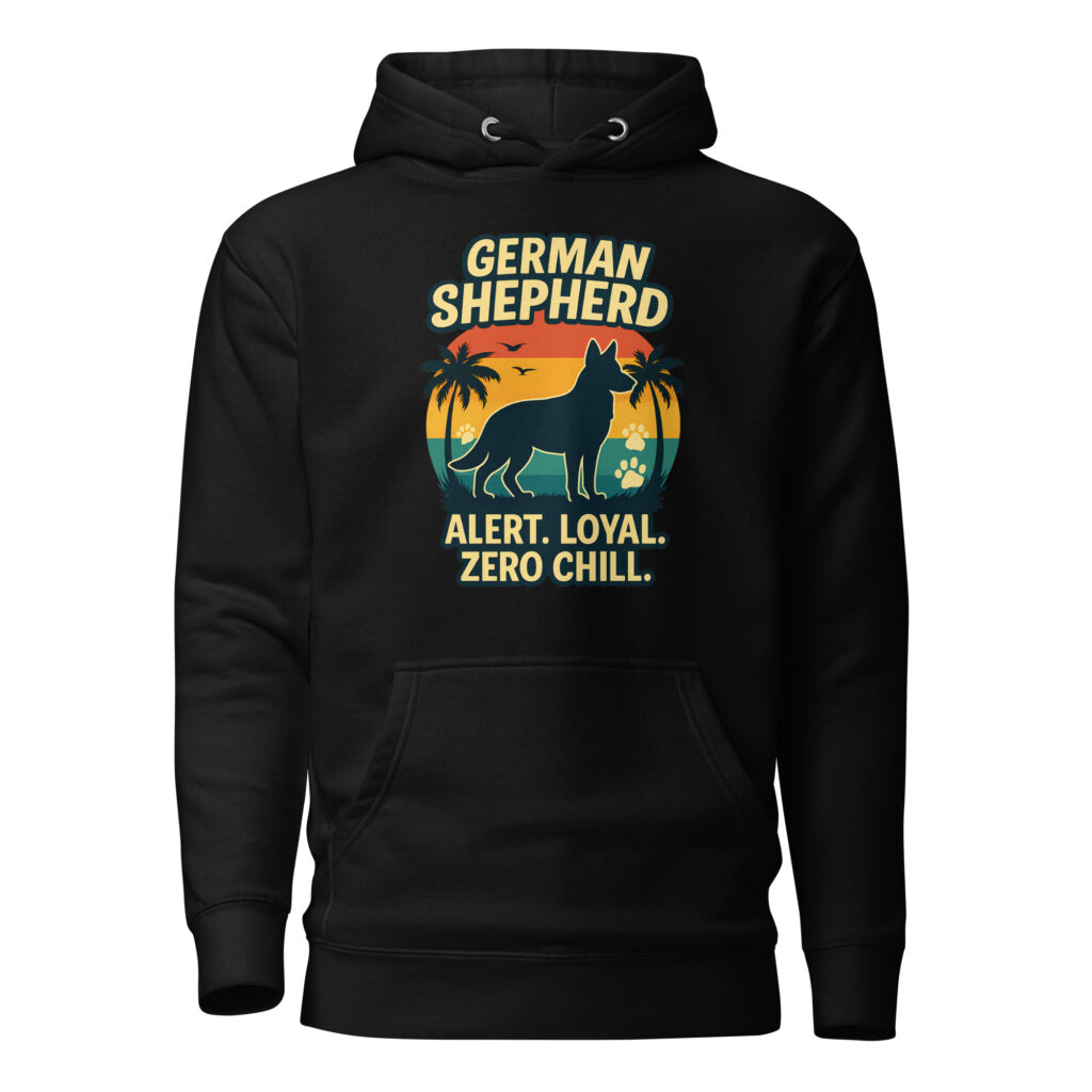 Alert Loyal Zero Chill German Shepherd Dog Graphic Premium Hoodie