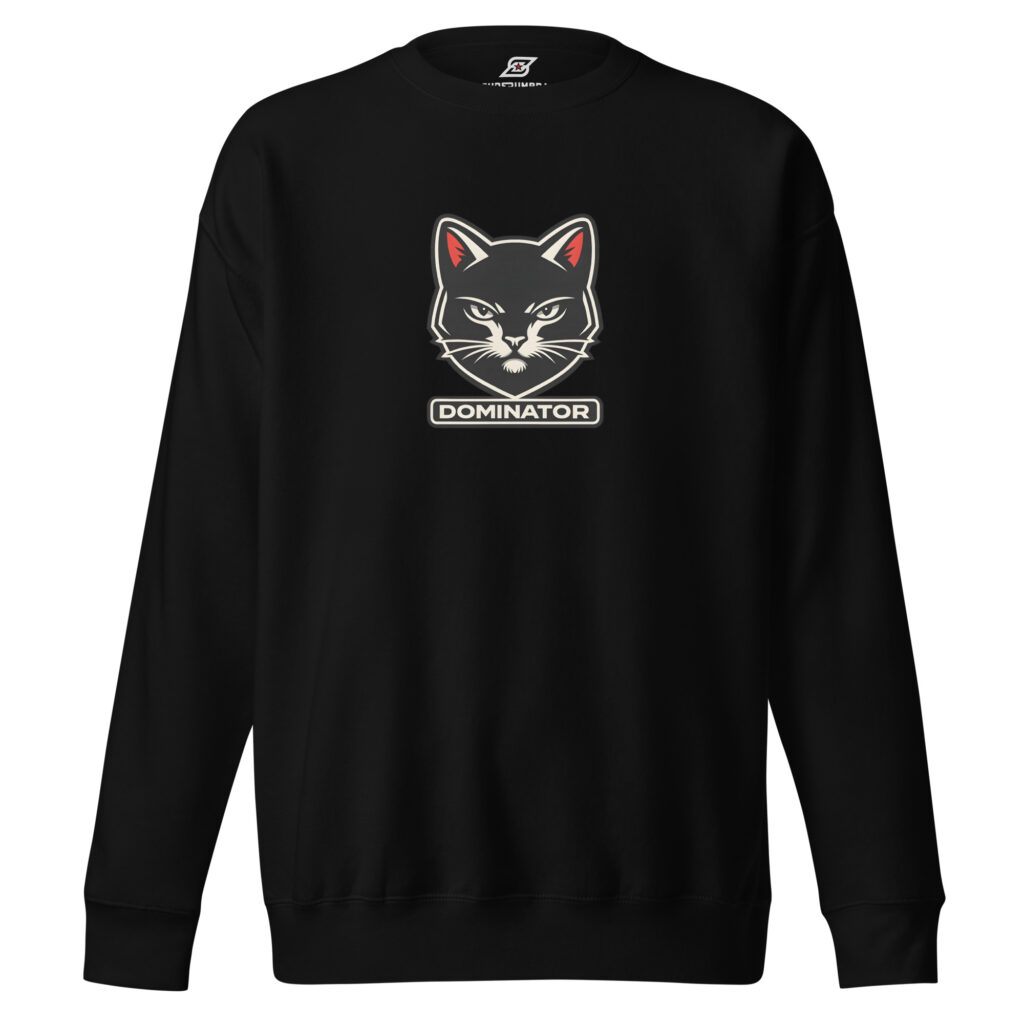 Dominator Cool Cat Sweatshirt – Bold Monochrome Graphic Pullover | SuperUmbra