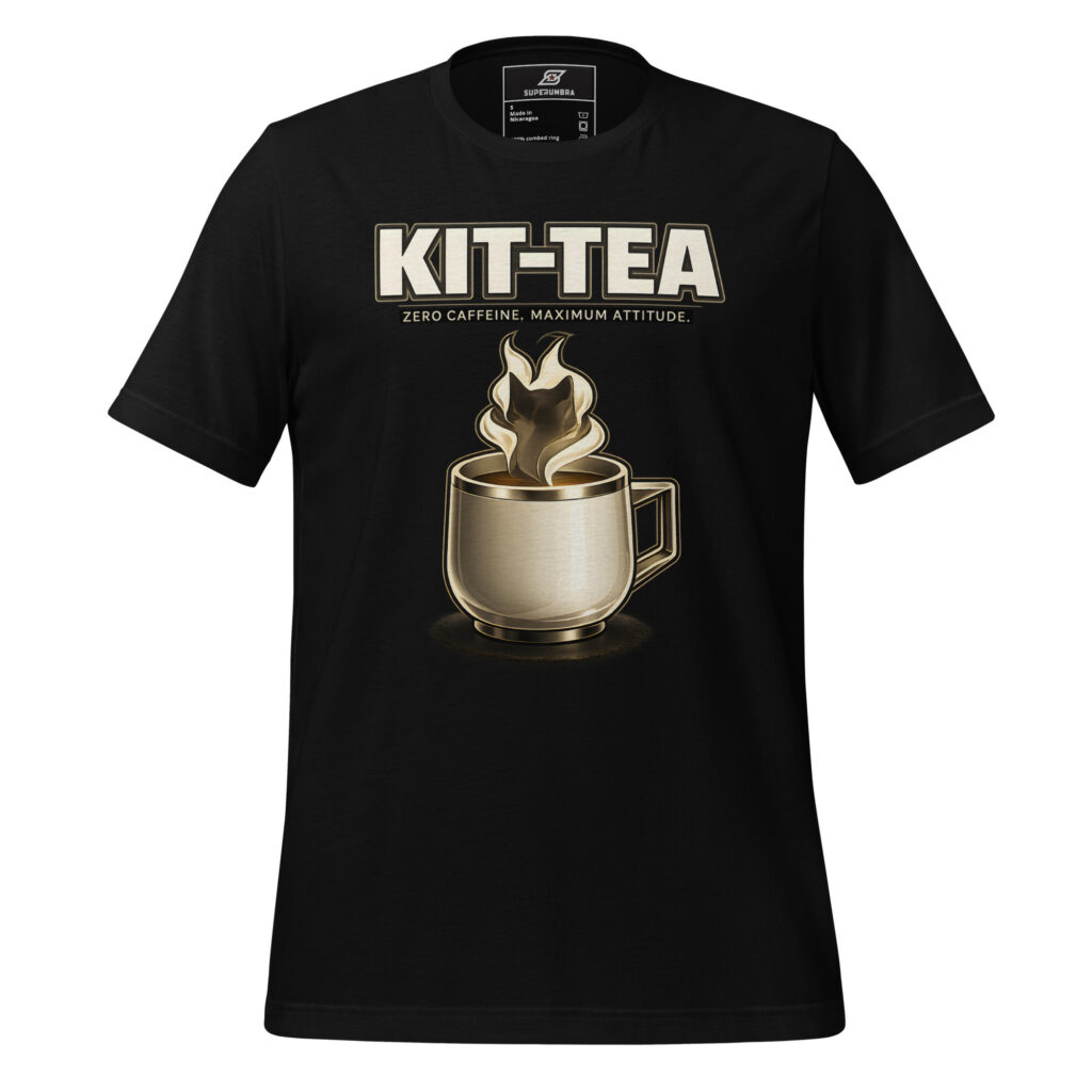 KIT-TEA ZERO CAFFEINE. MAXIMUM ATTITUDE. Cat Attitude T-Shirt | SuperUmbra