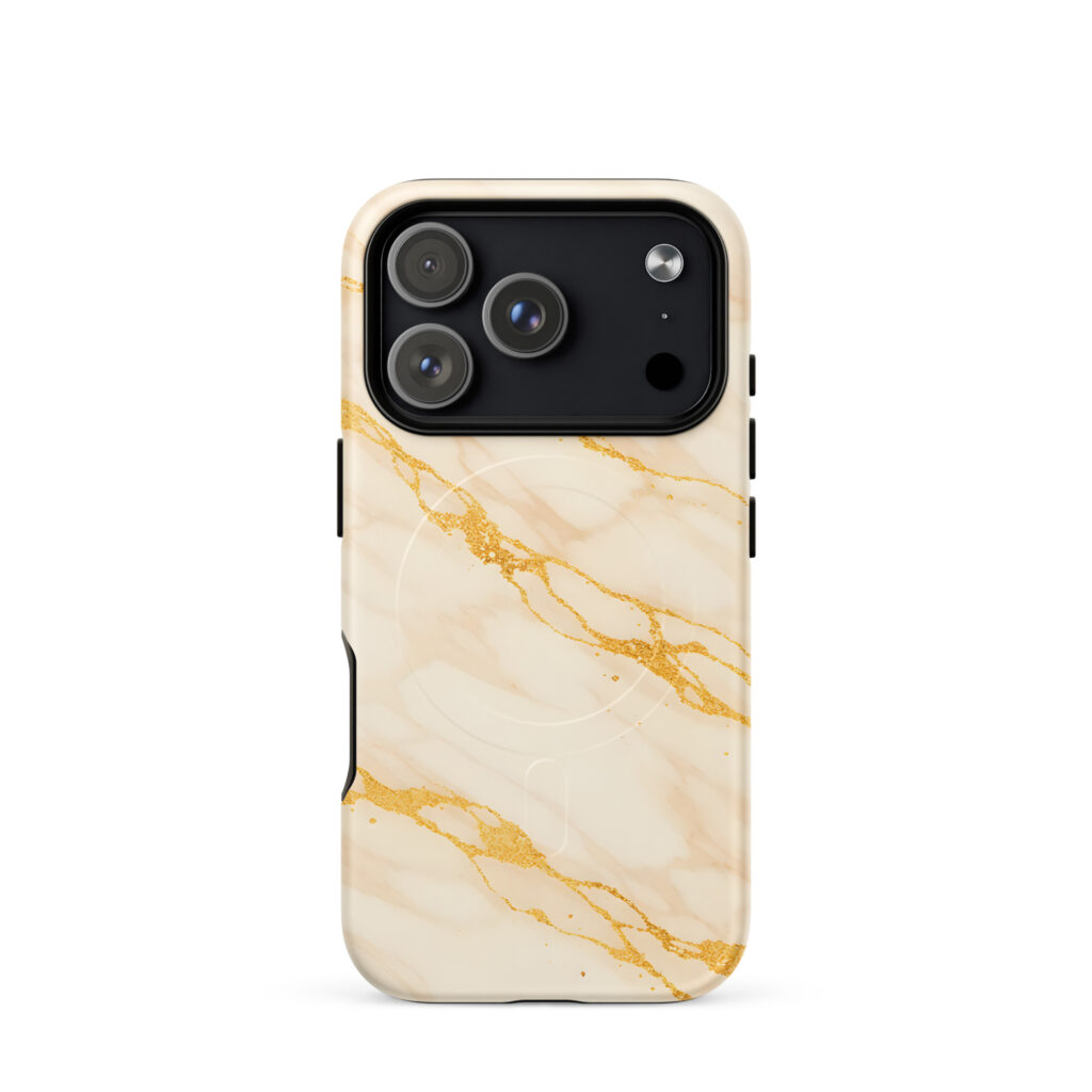 Beige Marble MagSafe Case for iPhone 17 Pro & iPhone 17 Pro Max – Luxury Gold Vein Design